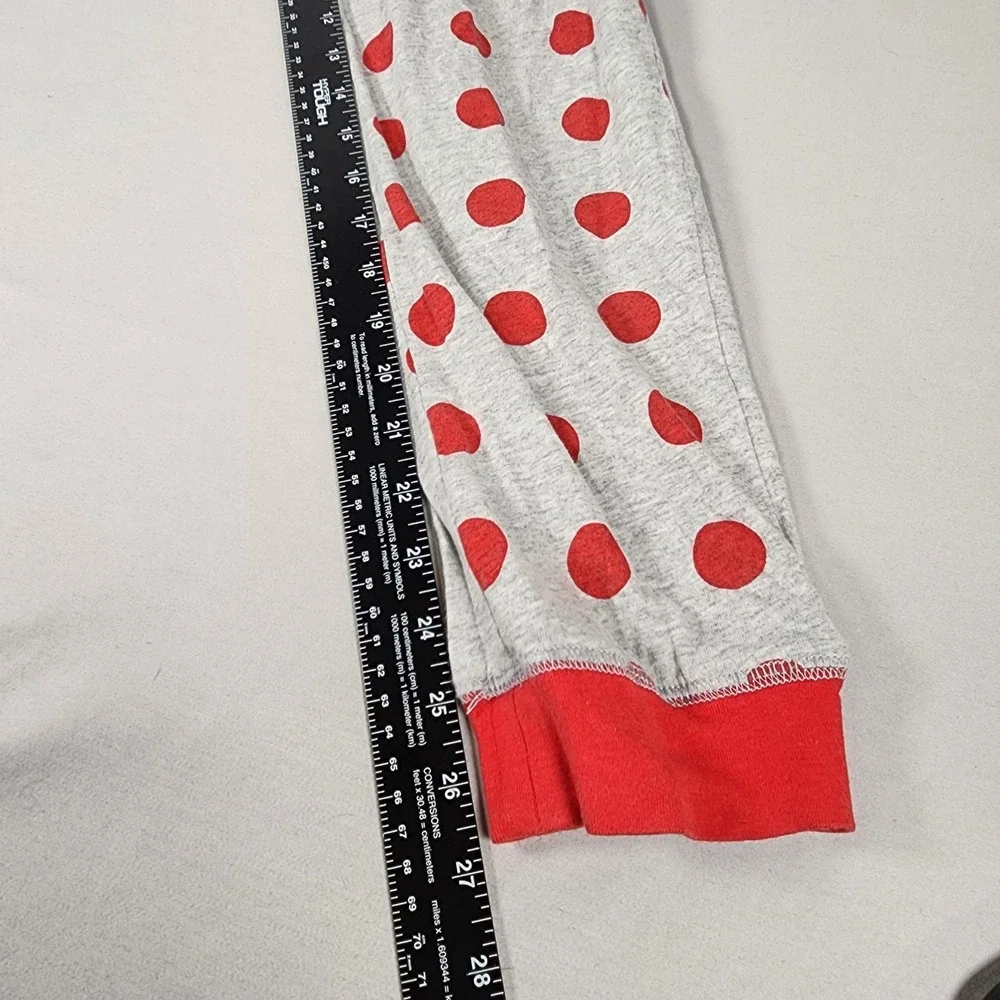 Disney Minnie Mouse Original Mouseketeer Pajama Set Grey Red Polka Dot Womens M